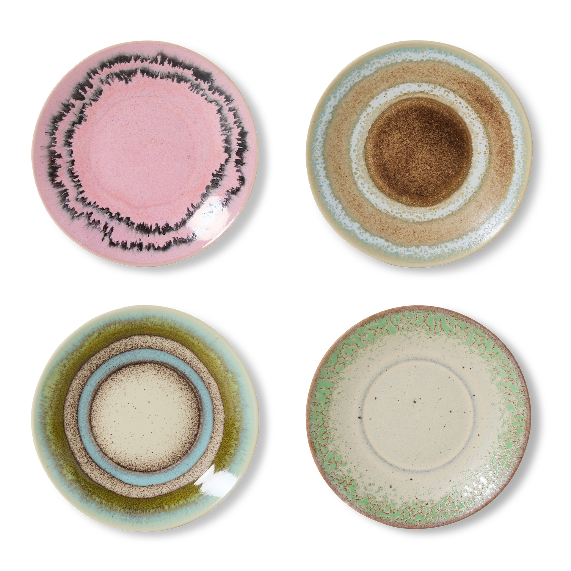 70s Ceramics Untertassen Doodle, 4er-Set