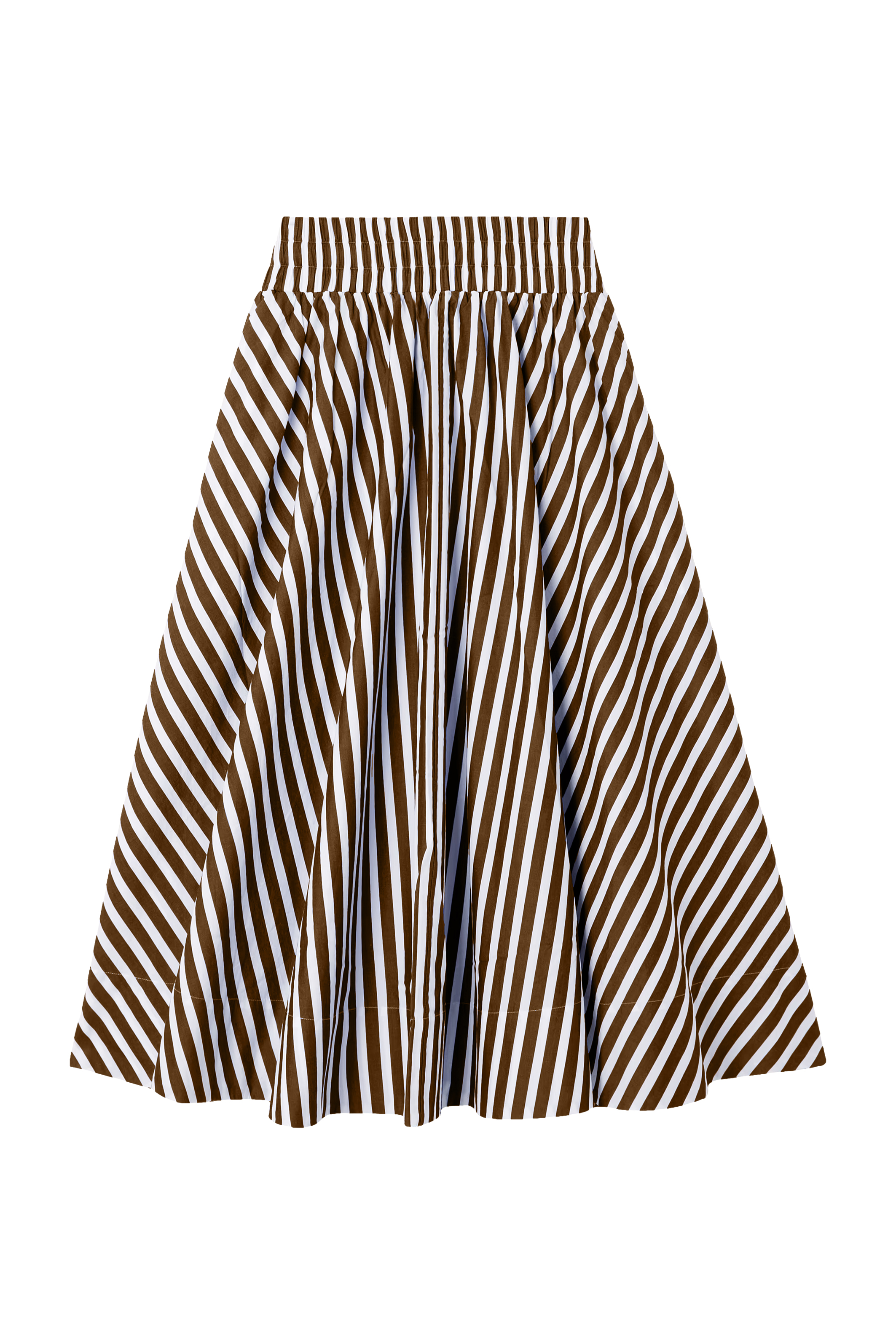 Cotton Striped Midi Skirt