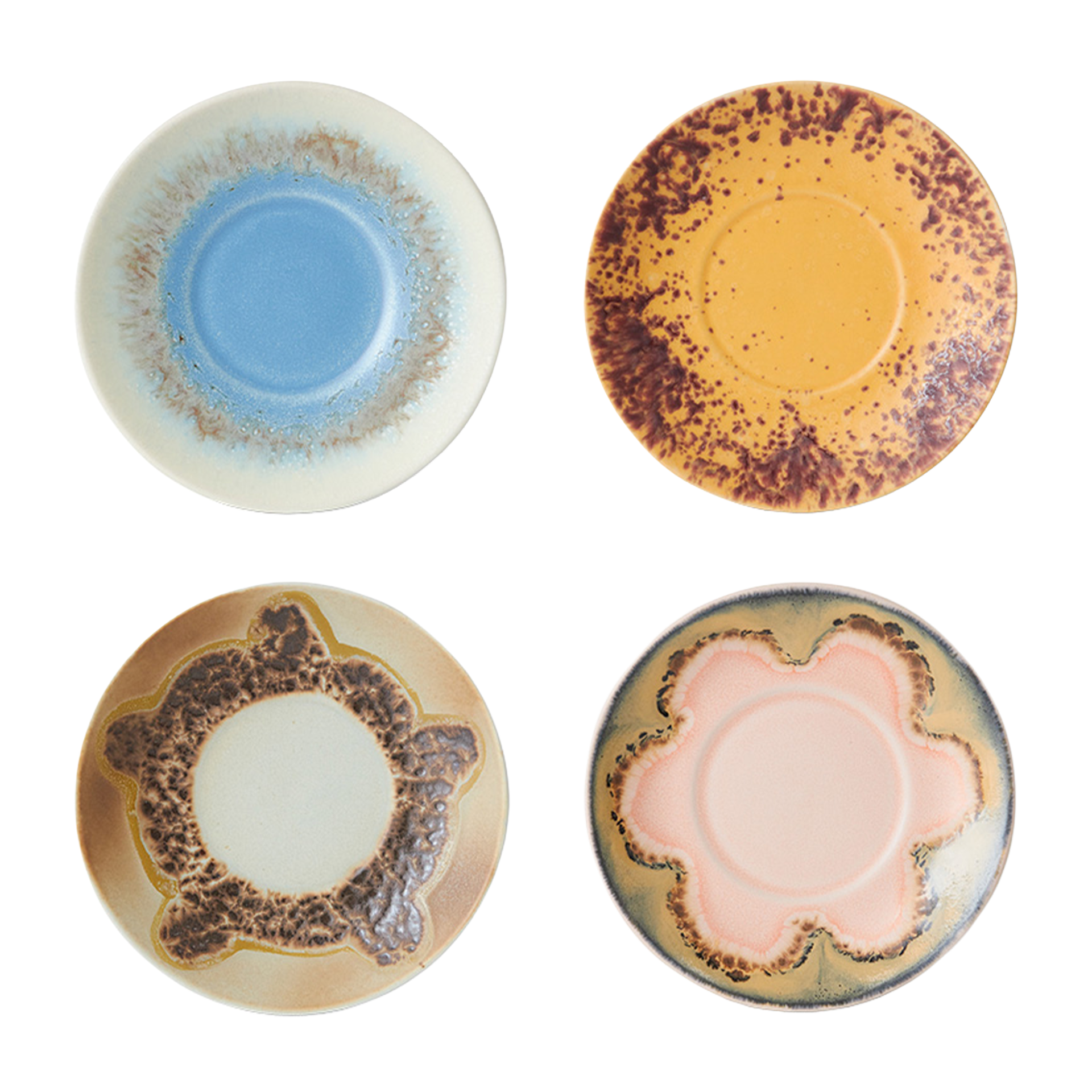 70s Ceramics Untertassen Ocean, 4er-Set