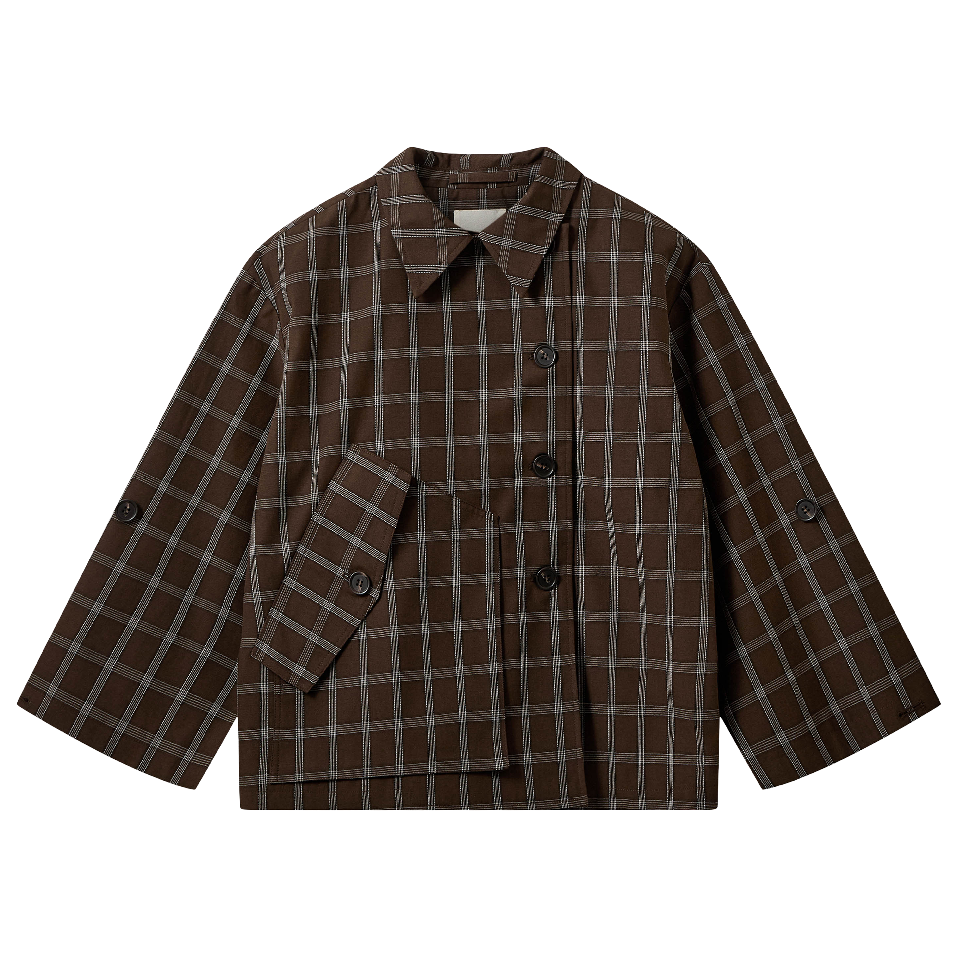 Hemdjacke, Karomuster, Braun, Knopfverschluss, Langarm