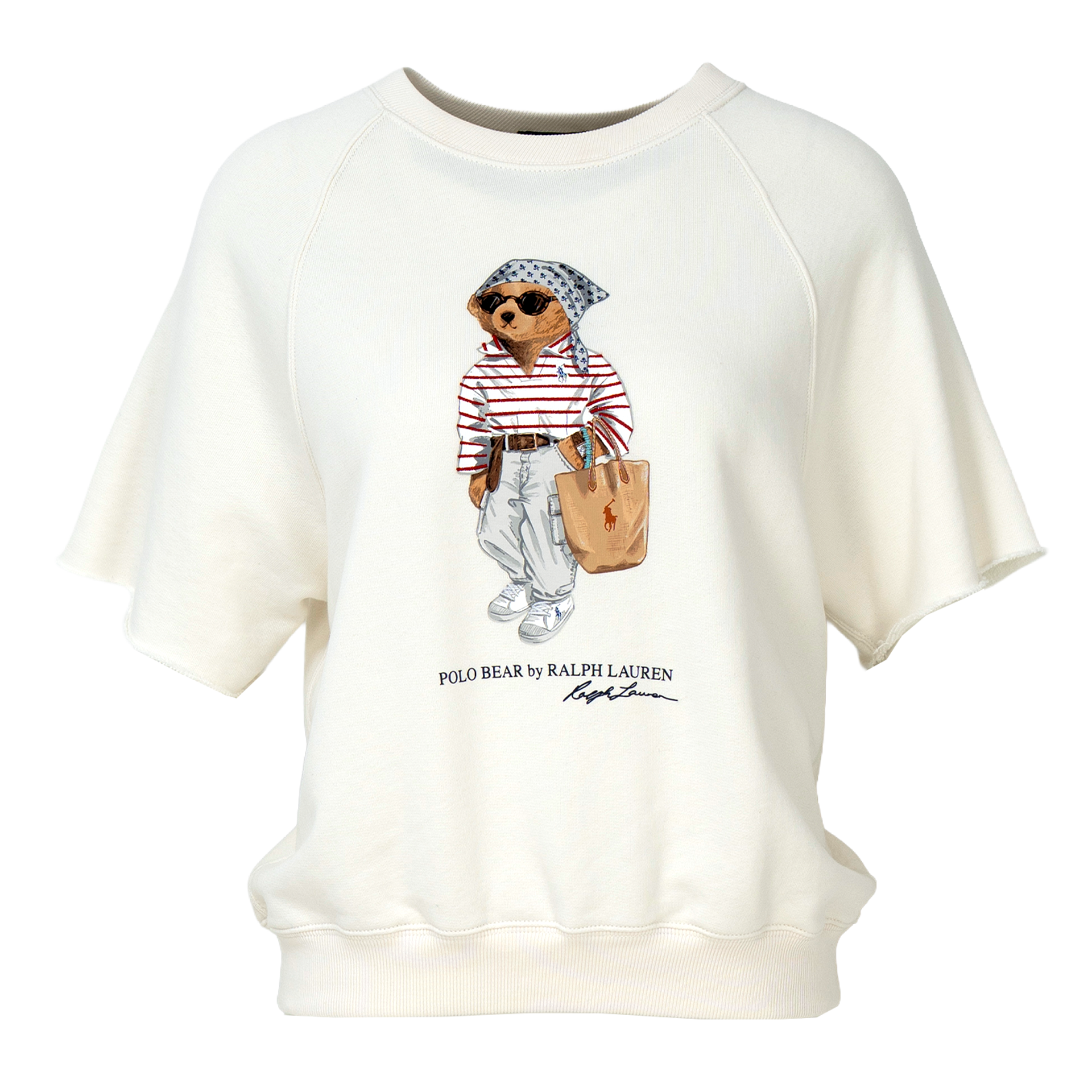 Pullover, Crewneck, Kurzarm, Bärendesign, Ralph Lauren inspiriert