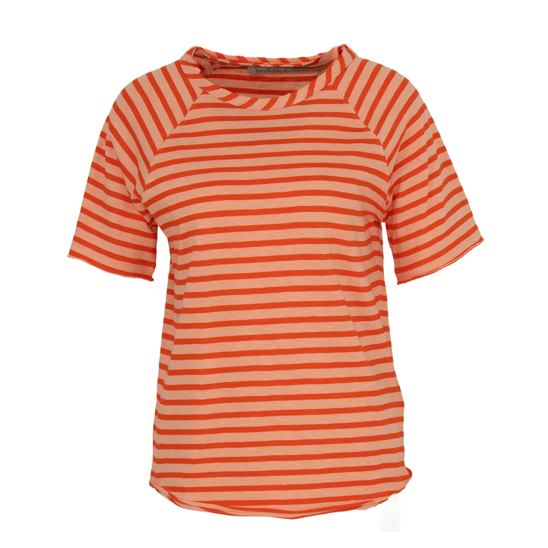 T-Shirt, Streifen, Kurzarm, Rot, Beige
