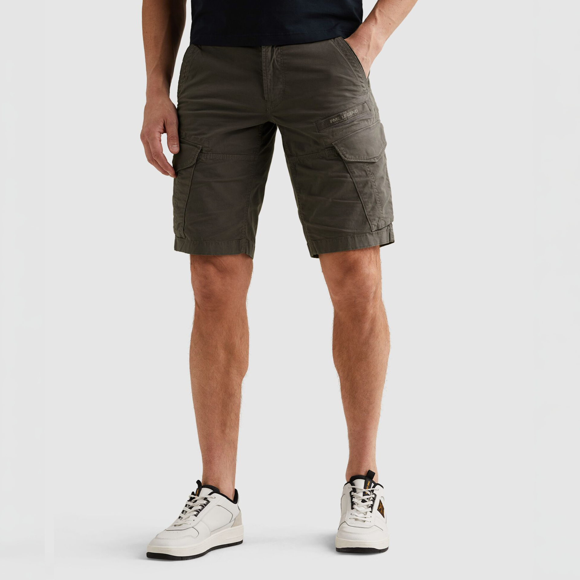 Cargo-Hosen, Olivgrün, Knie-Länge, Taschenhülle, Herrenmode