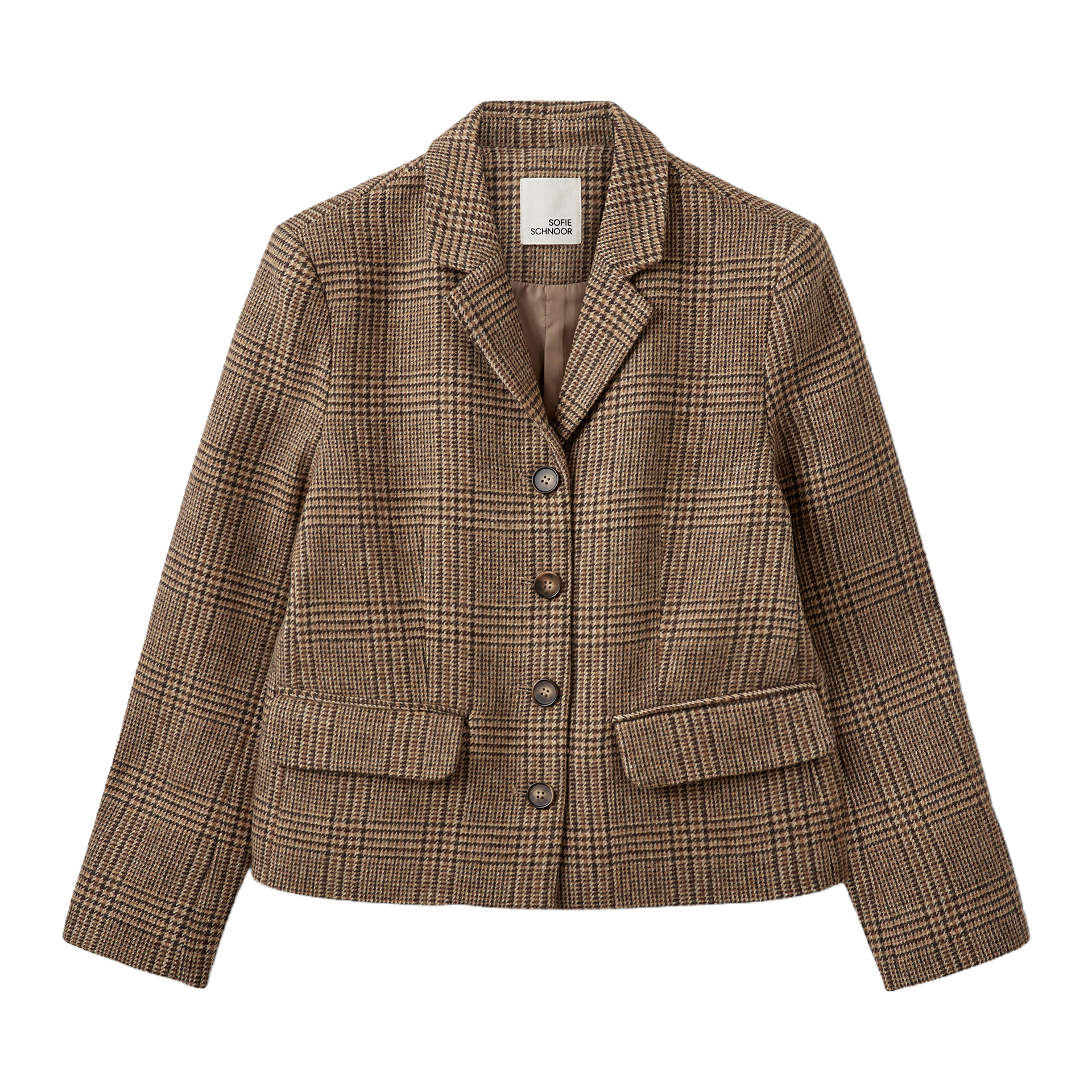 Blazer, Wollmix, Karomuster, Braun, Knöpfe