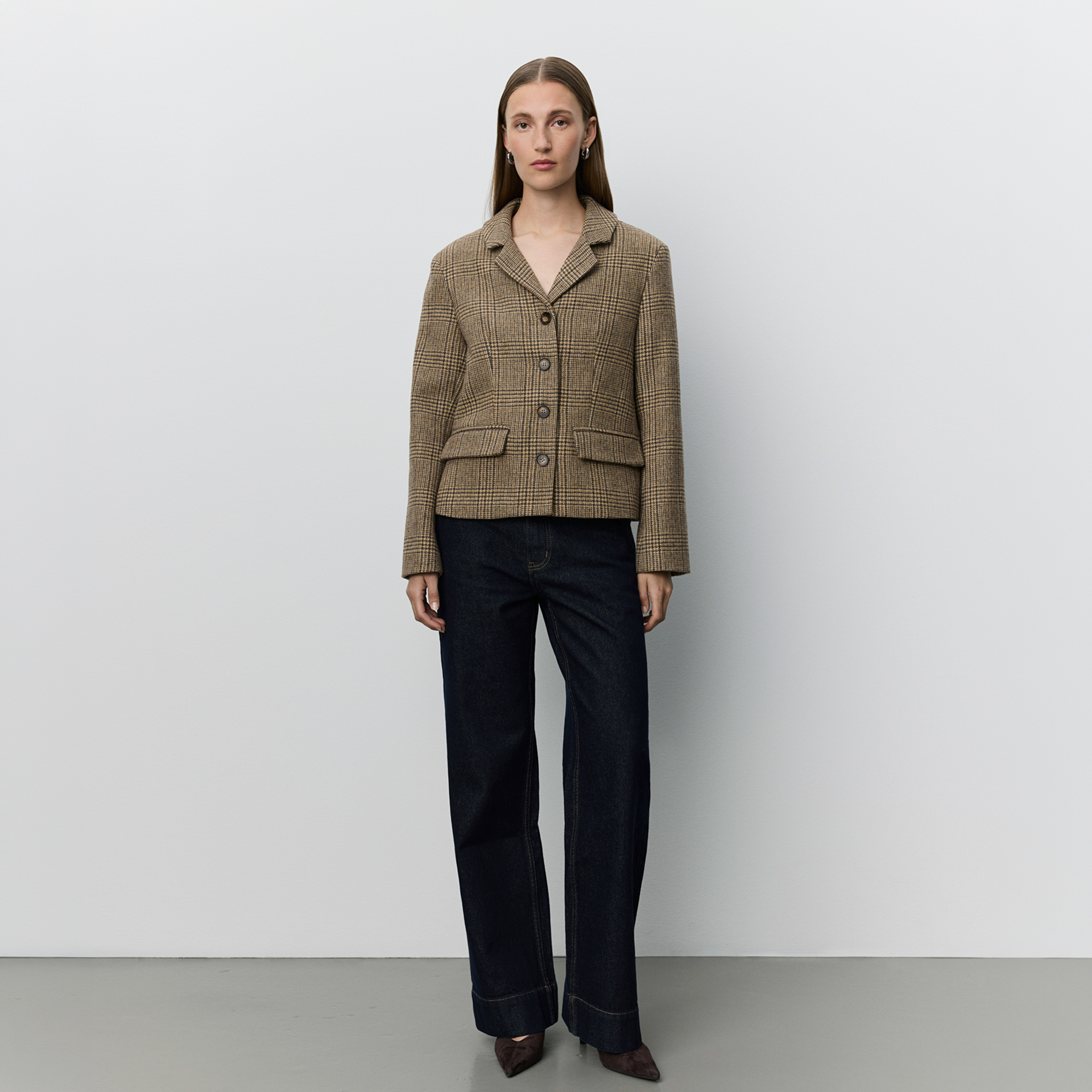 Blazer, Harris-Twill, Glencheck, Kariert, Paspelierte Taschen