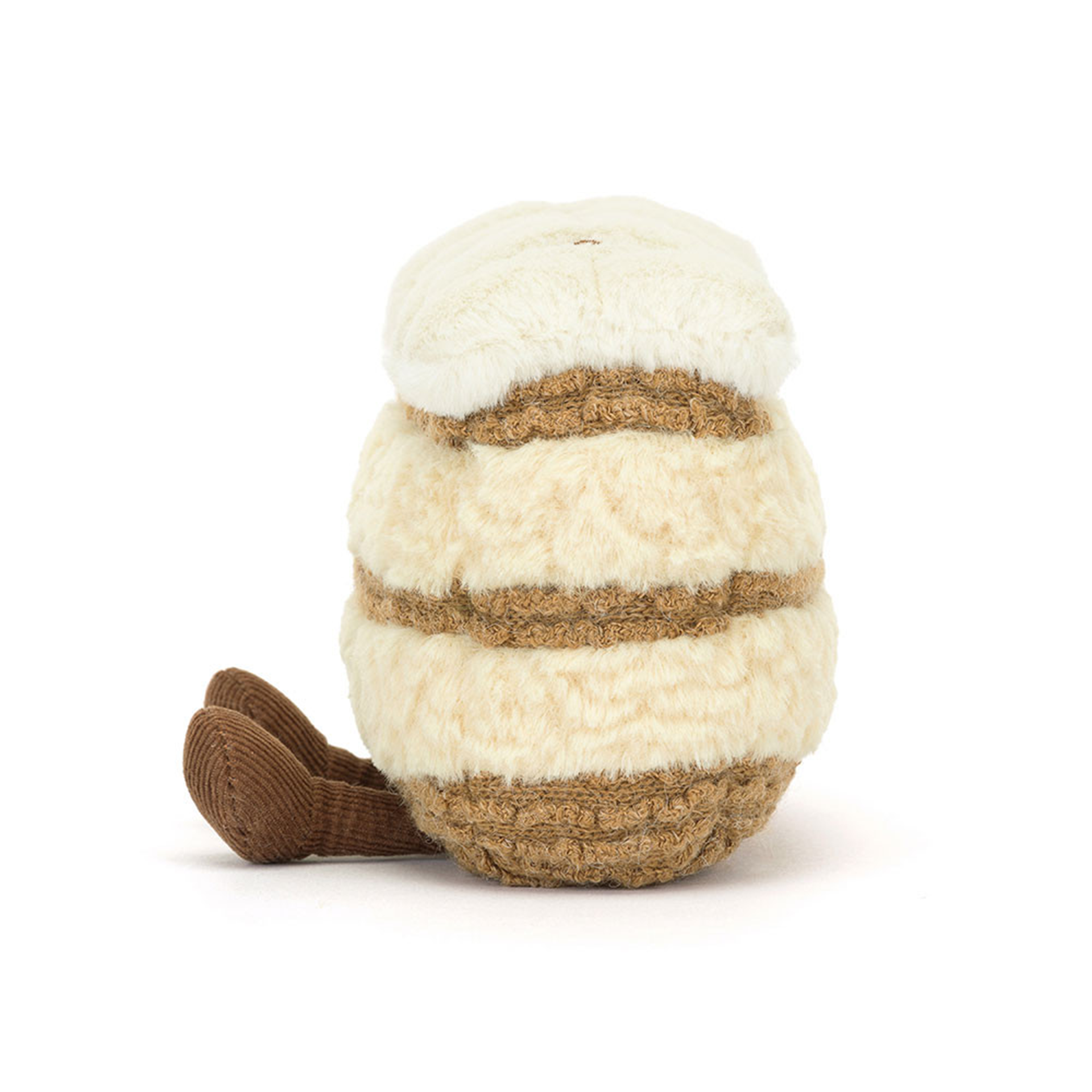 Plushie, Stofftier, Schaf, Strickmuster, Braun/Beige Streifen