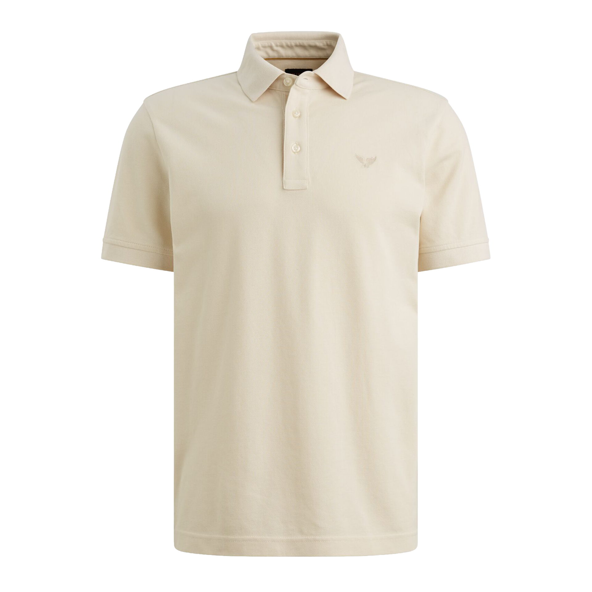 Polohemd, Kurzarm, Beige, Baumwolle, Kragen