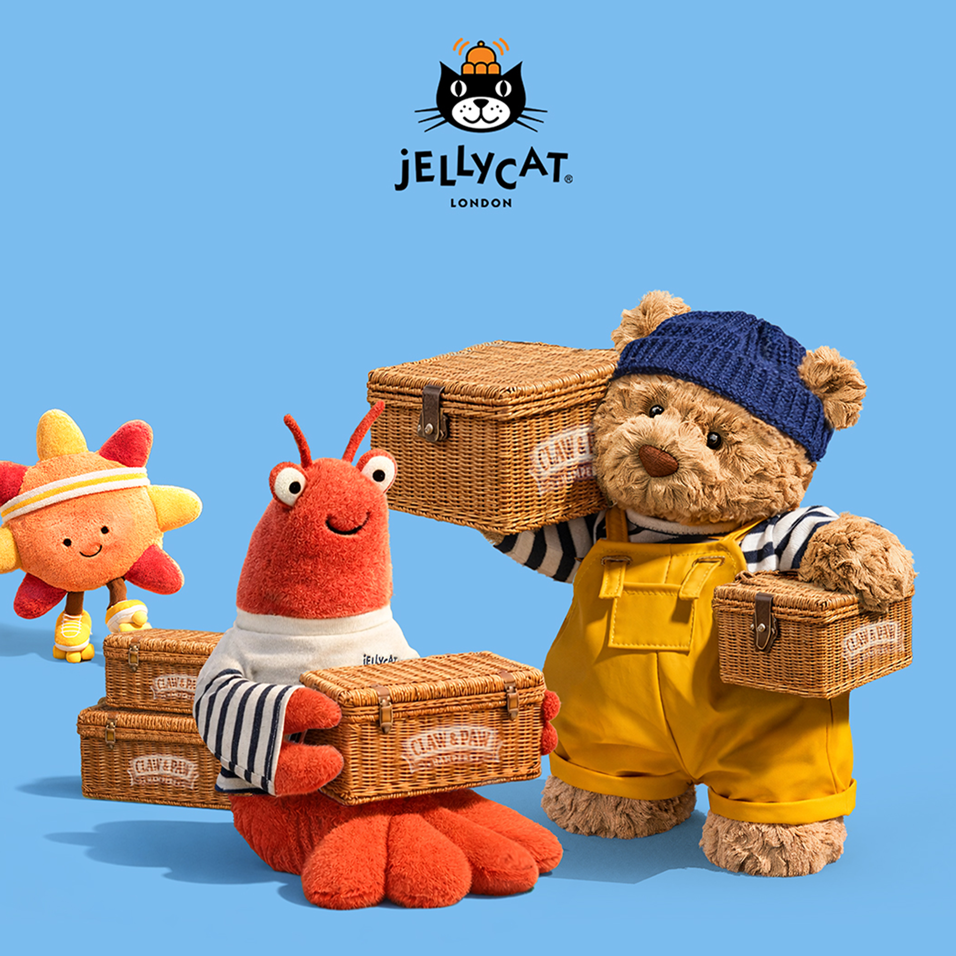 Plushie, Teddy bear, Picnic basket, Woven basket, Kuscheltier