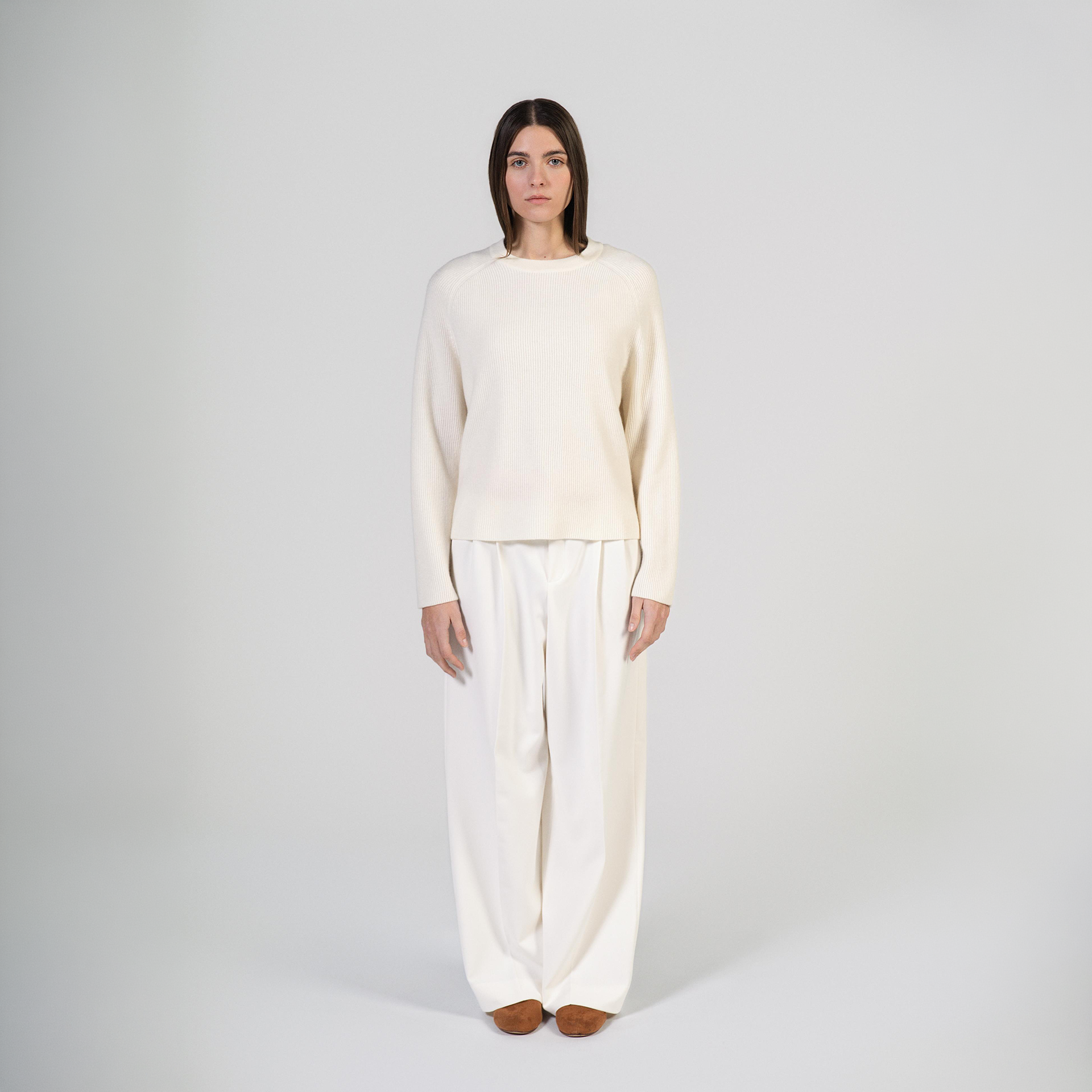 Pullover, Creme, Langarm, Strickware, Sandalen