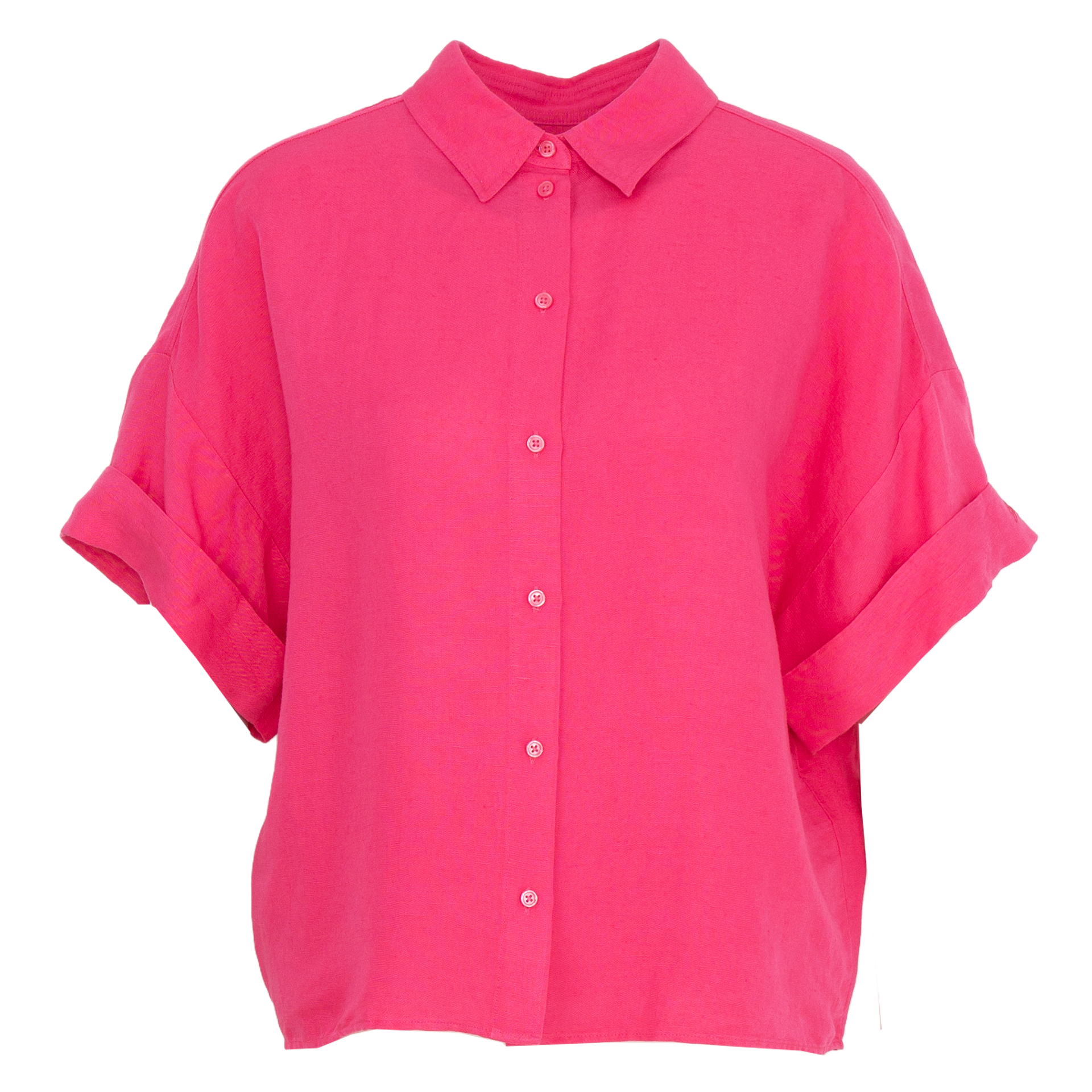 Hemd, Oversize, Kurzarm, Knopfleiste, Rosa