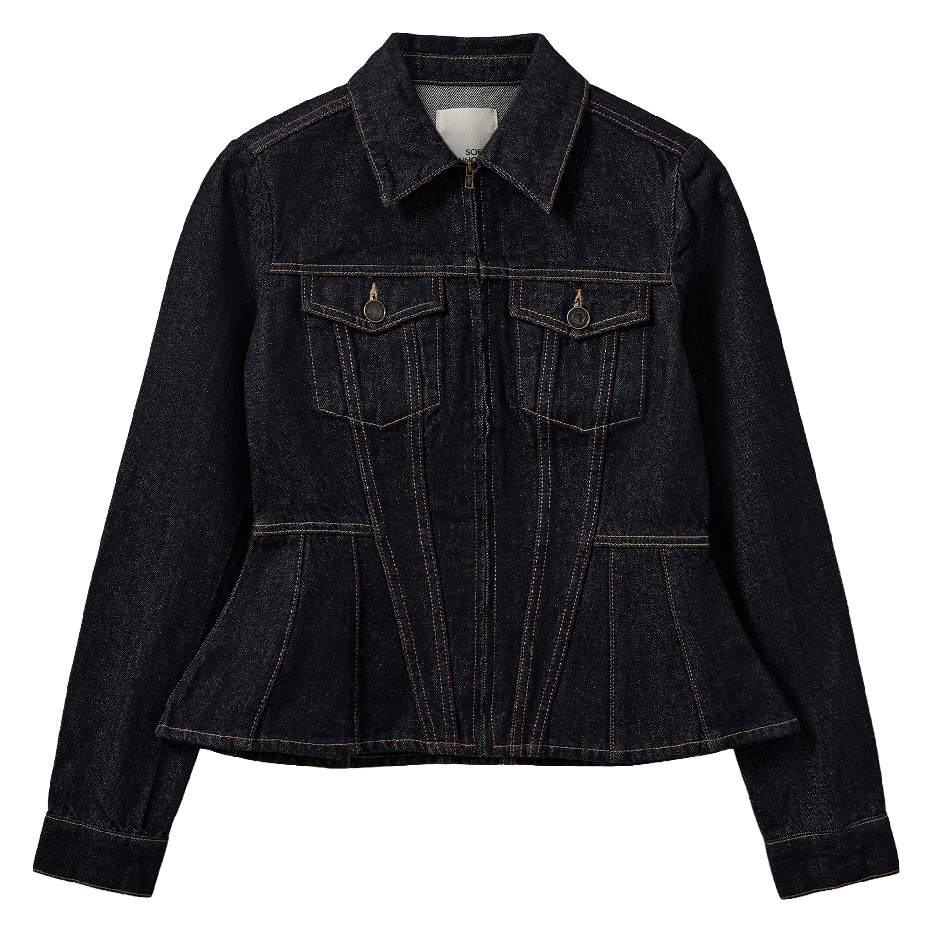 Denim, Jeansjacke, Dunkelwasch, Knopfverschluss, Brusttaschen