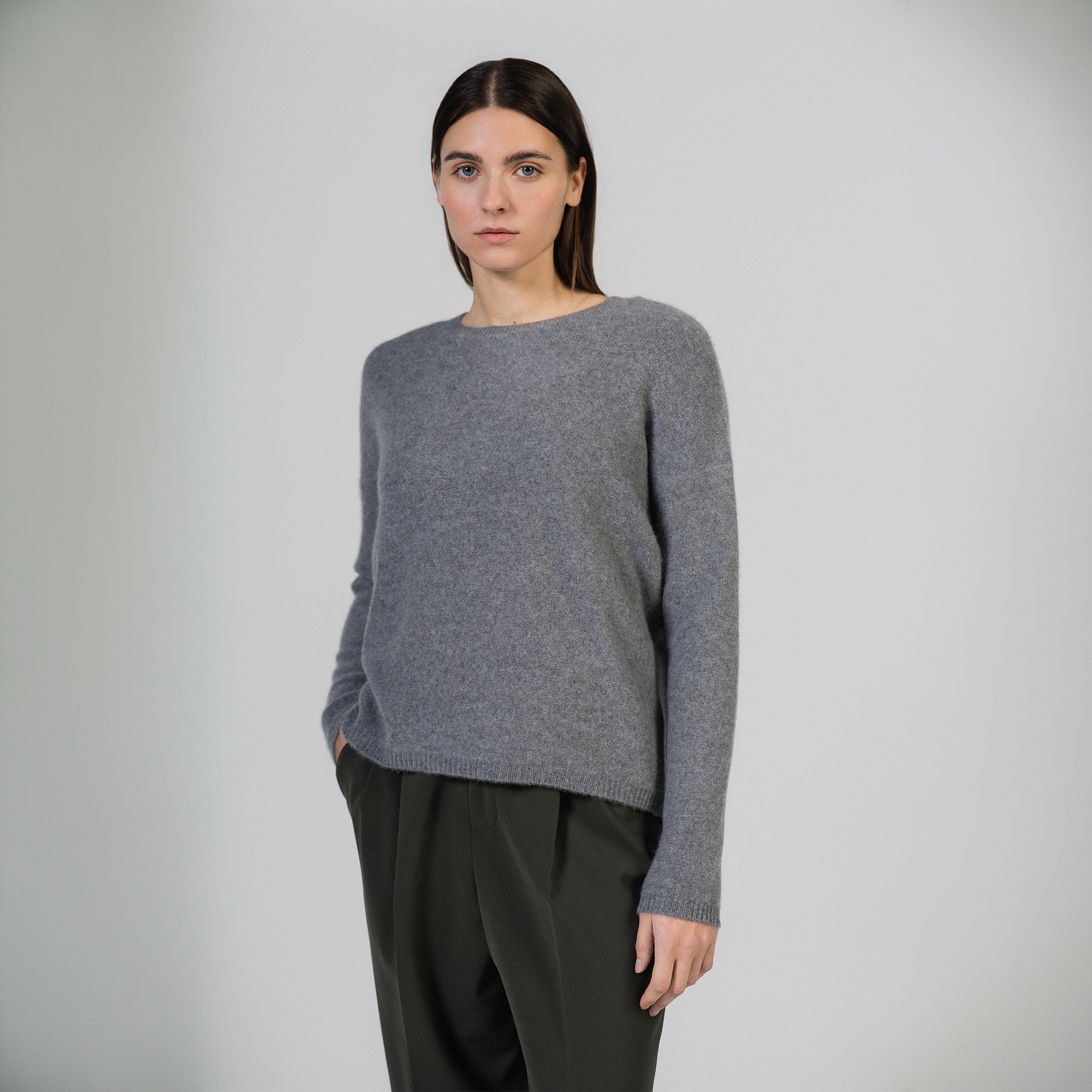 Pullover, Graues Sweatshirt, Wollpullover, Langarm, Kuschelig