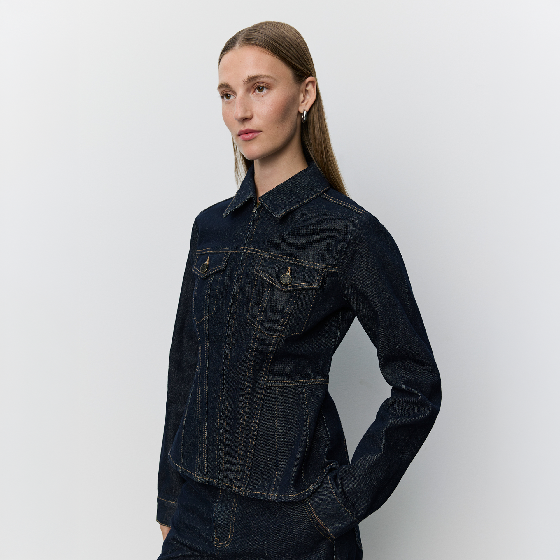 jeansjacke, Denim, dunkelblau, Knopfleiste, Dienstknopfleiste