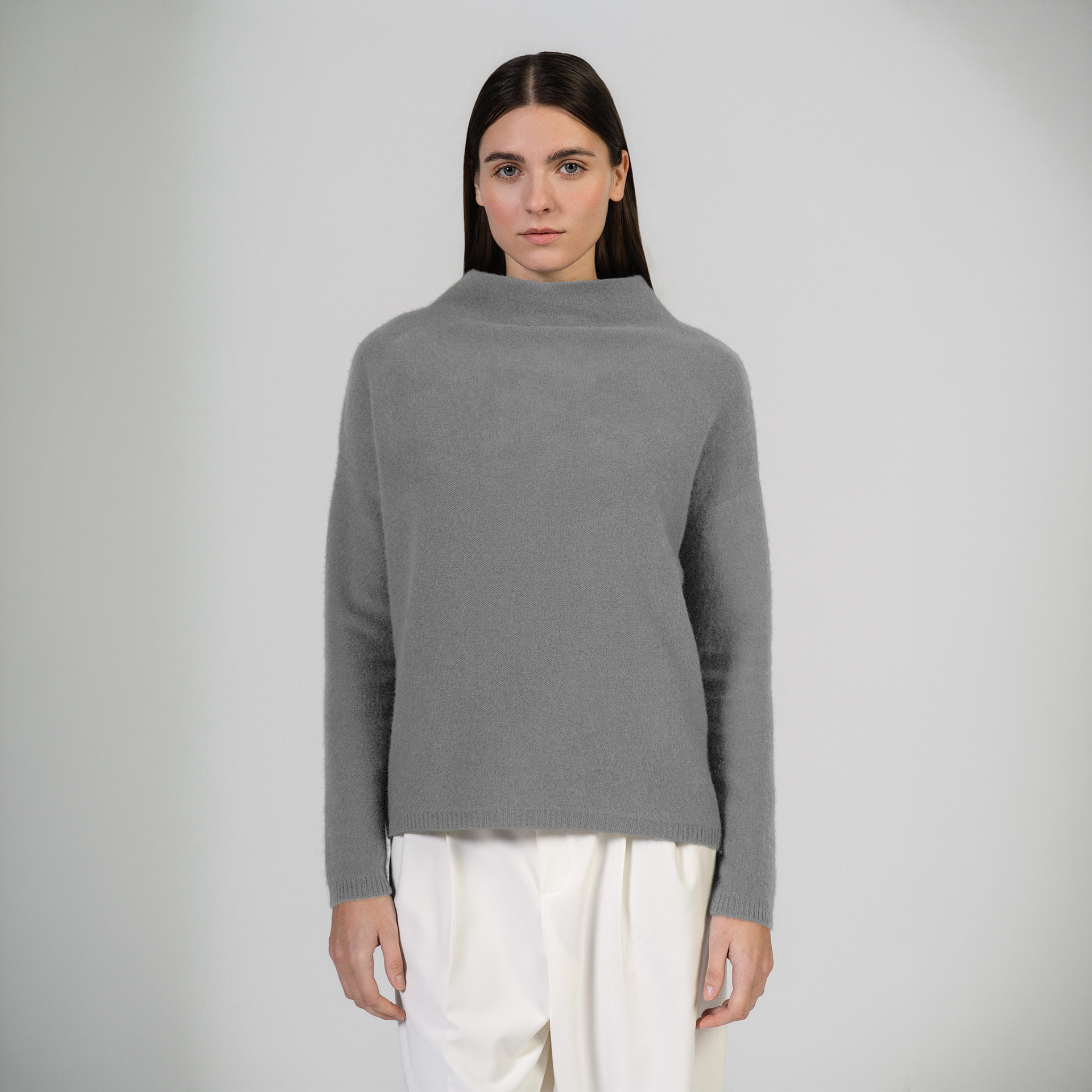 grau, Pullover, Rollkragen, Wollpullover, Langarm