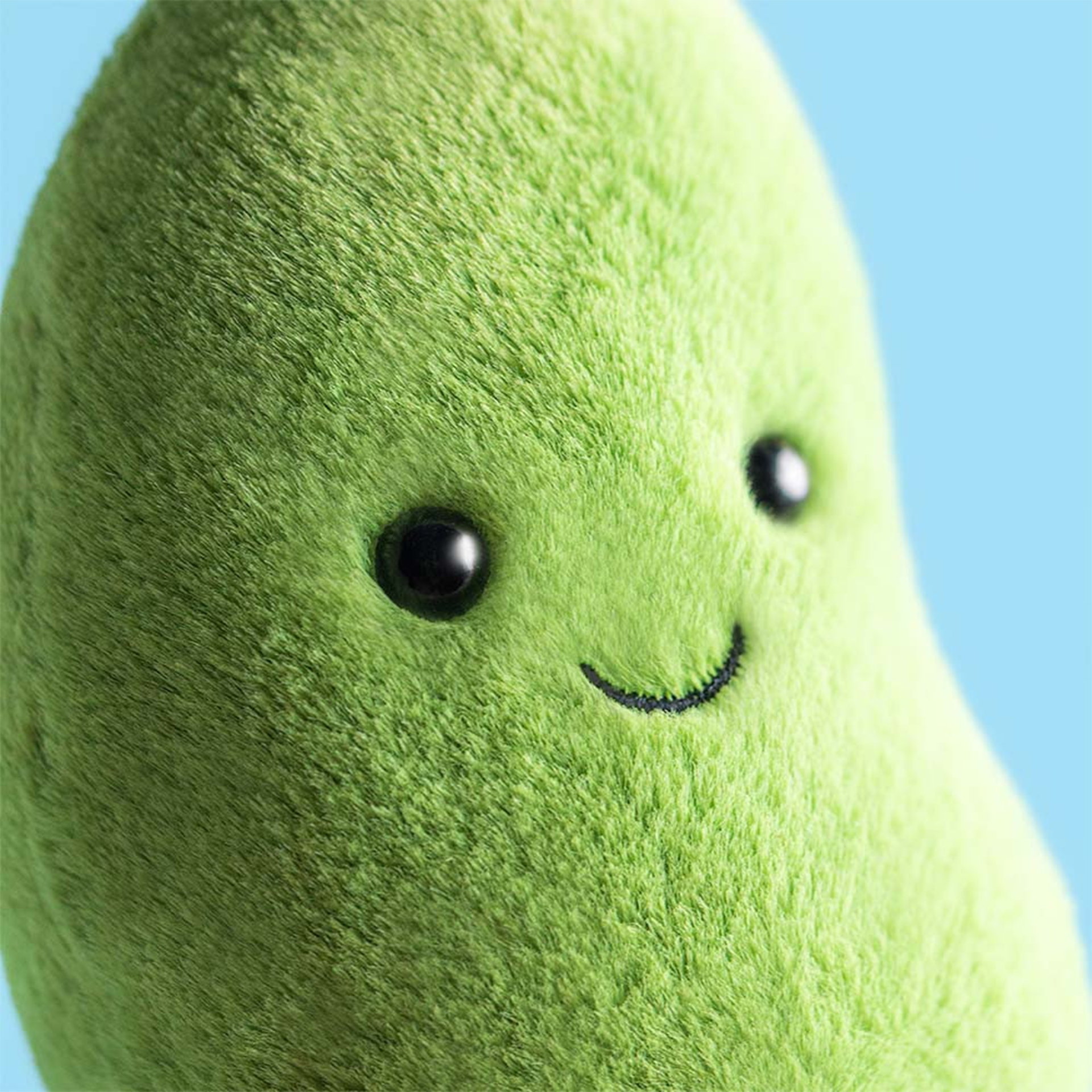 Plushie, Stofftier, Grün, Samtig, Klassisches Gesicht