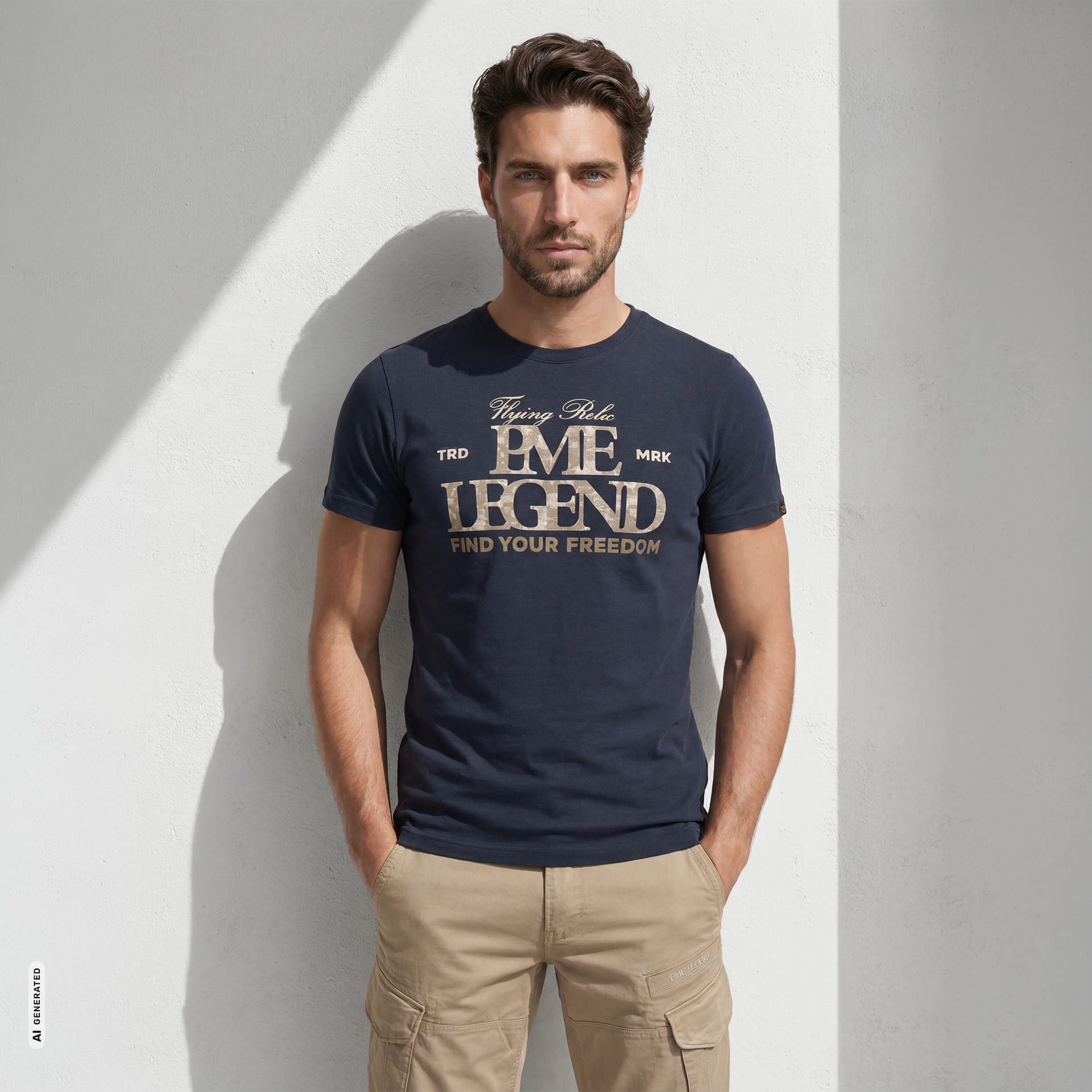 T-Shirt, Navy, Grafik, Kurzarm, Herren
