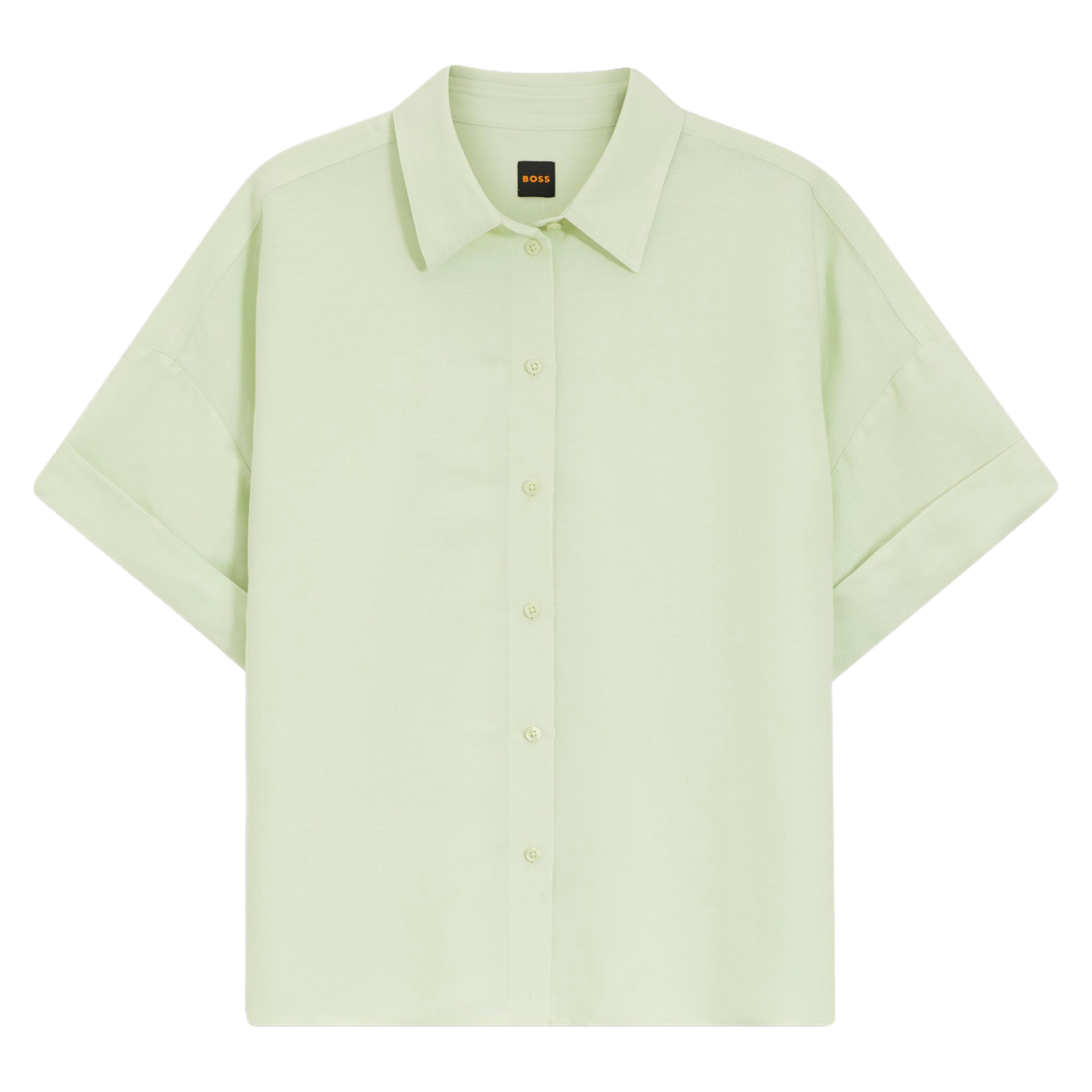 hemden, kurzärmelig, knopfleiste, pastellgrün, oversized