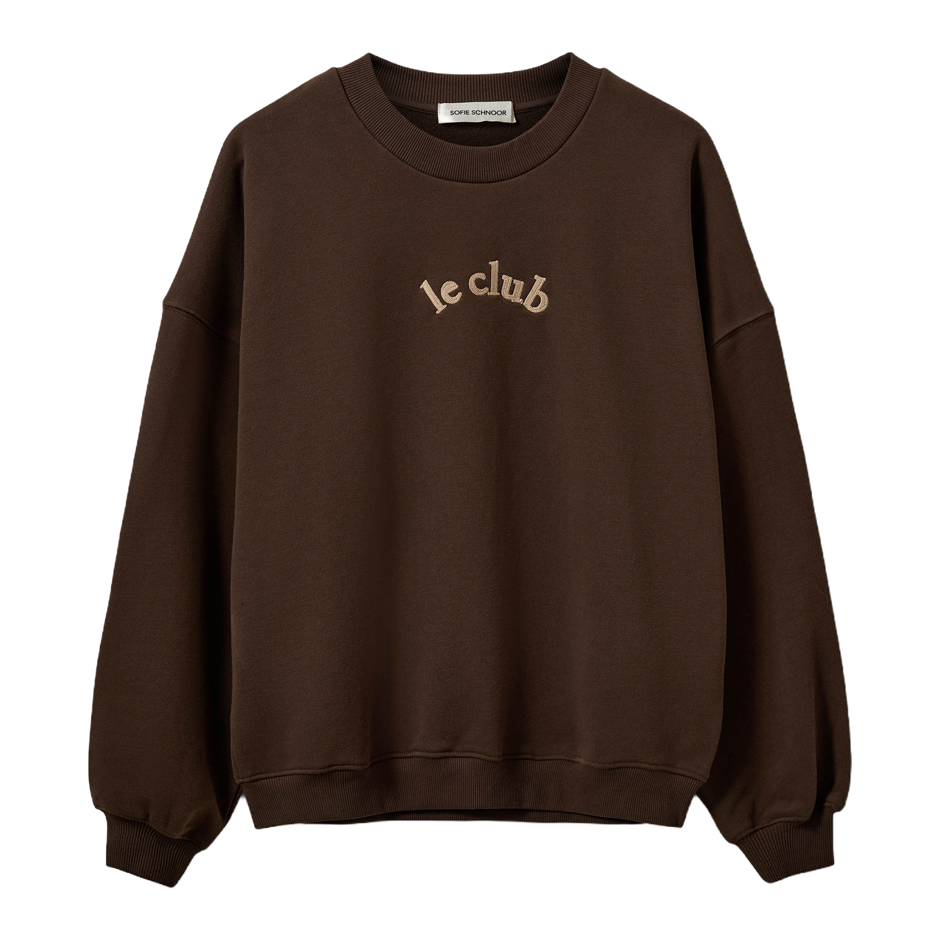 Sweatshirt, Braun, Rundhals, Langarm, Textdruck