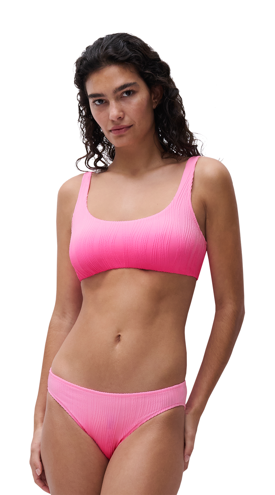 Bikini, Top, Bottoms, Ribbed, Pink