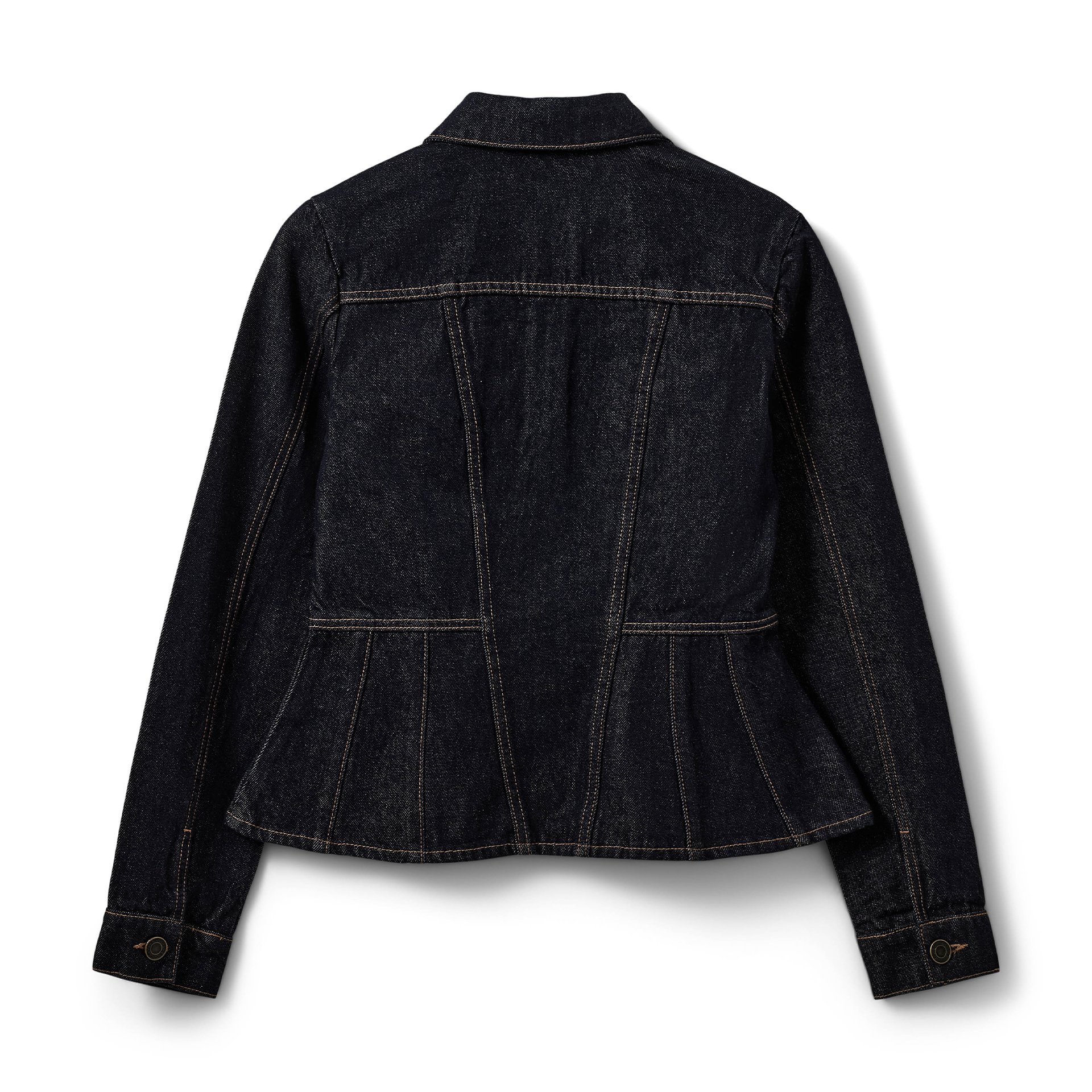 Jeansjacke, Denim, Dunkelblau, Line-Darting, Kragen