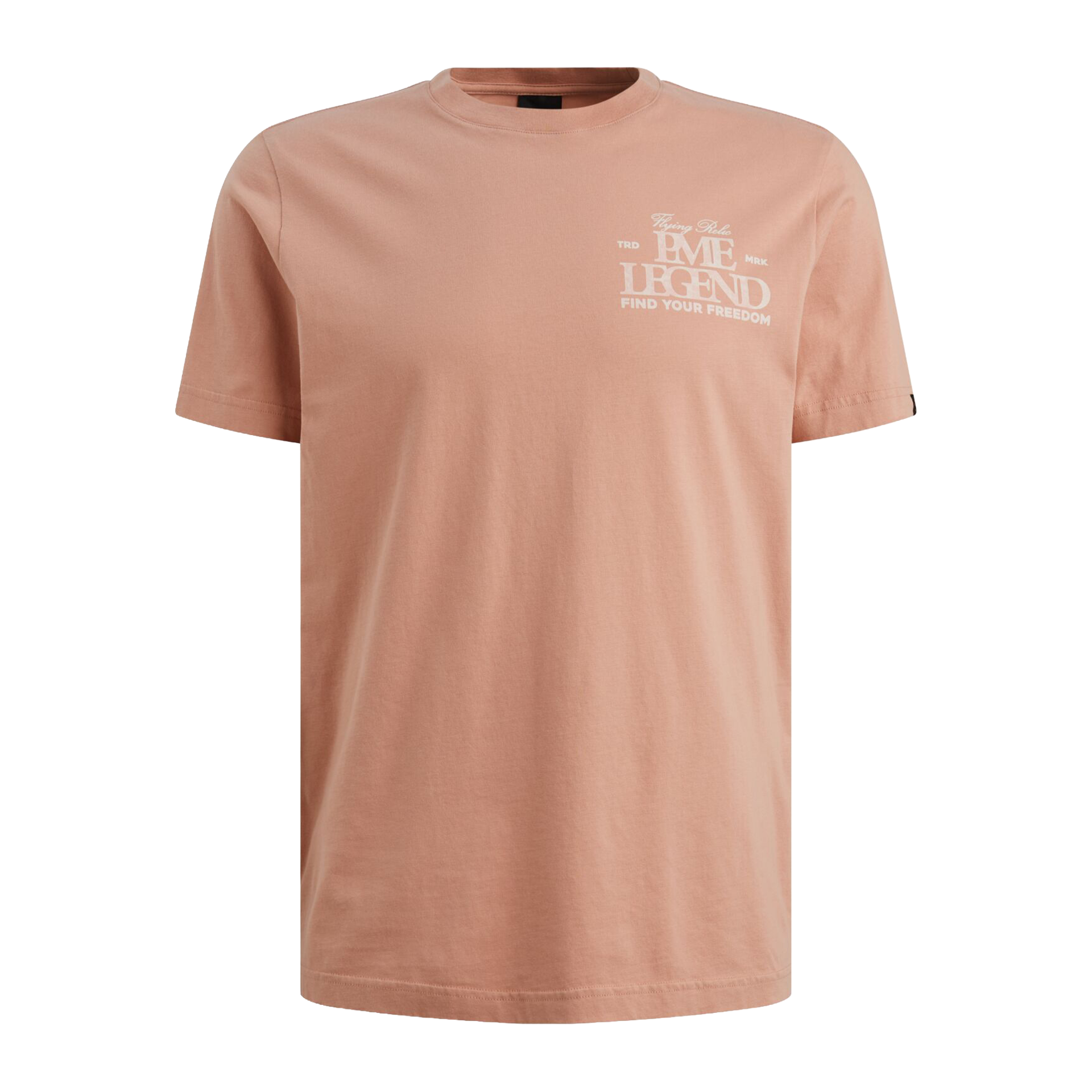 Tee, T-Shirt, Pfirsich, Rundhals, Logo-Print