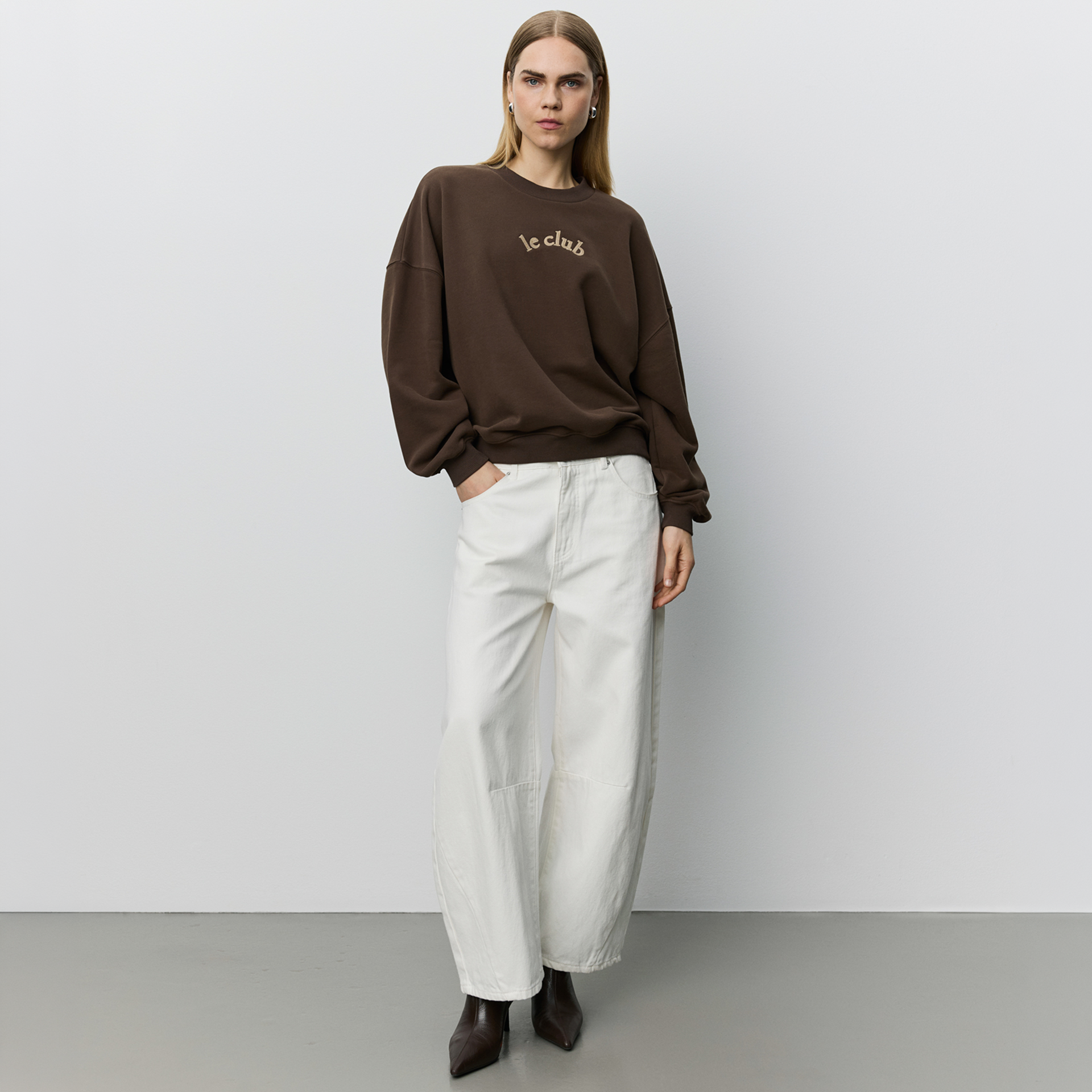 Sweatshirt, Braun, Oversized, Rundhals, Logo-frei