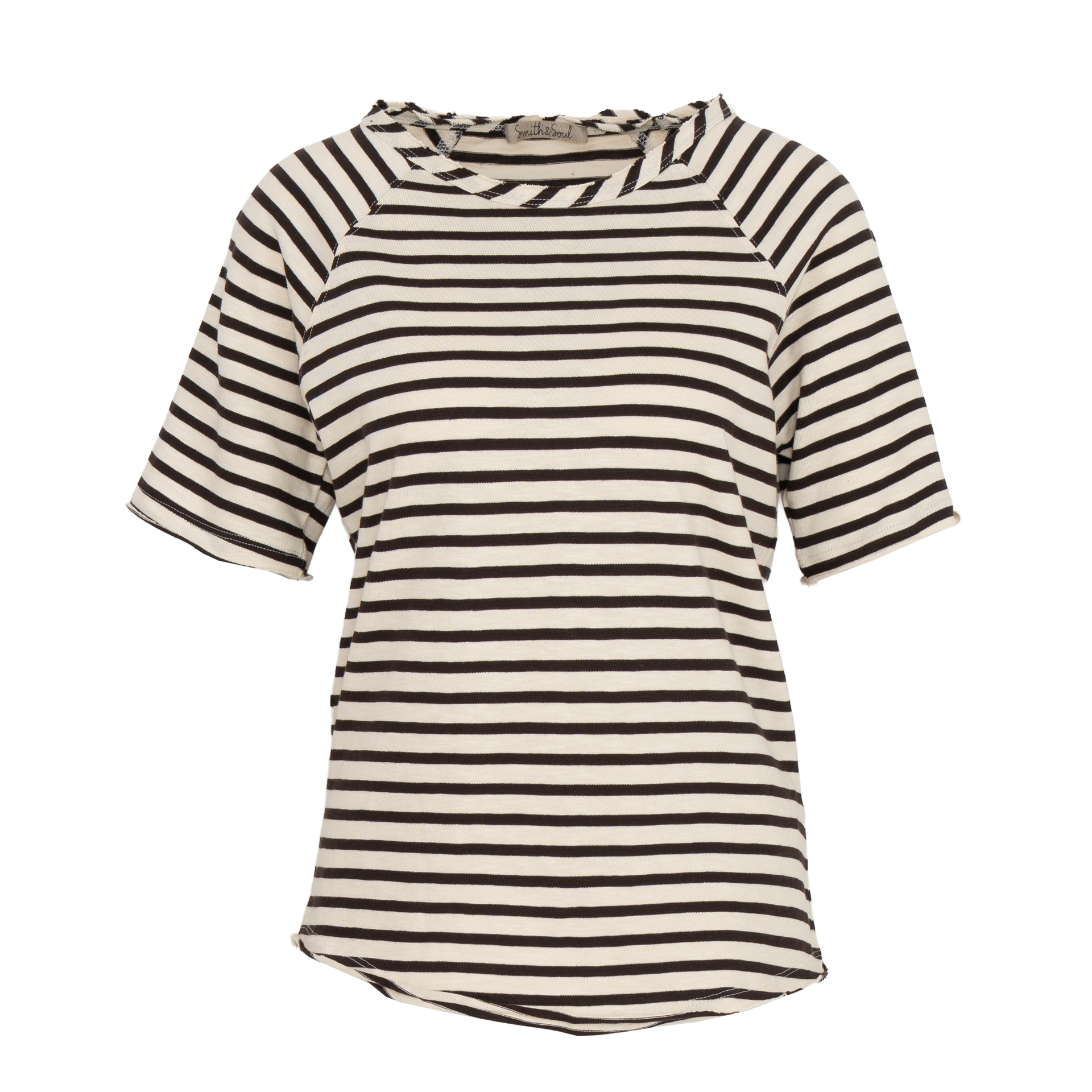 Strickshirt, Streifen, Kurze Ärmel, Breitstreifen, Basic tee