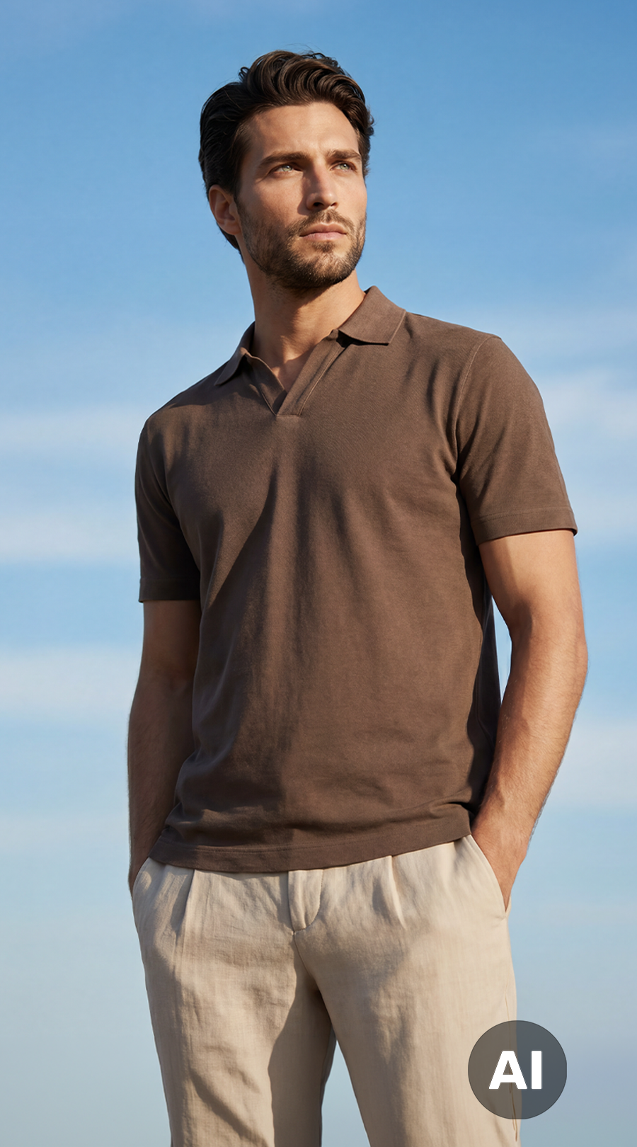 Polohemd, kurzärmlig, braun, Baumwolle, Herrenbekleidung, Polohemd, Baumwolle, Kurzarm, Braun, Hemd, Polohemd, kurzarm, braun, Herren, Poloshirt, Polohemd, Kurzarm, Mittelbraun, Baumwolle, Hemd